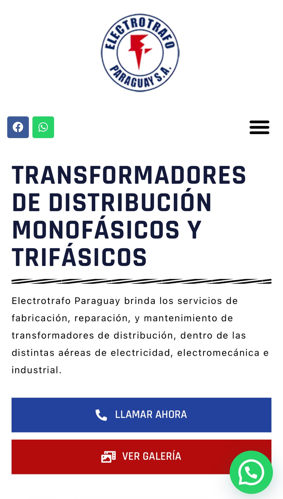 Página web de Electrotrafo Paraguay realizada por LATAM WEB3