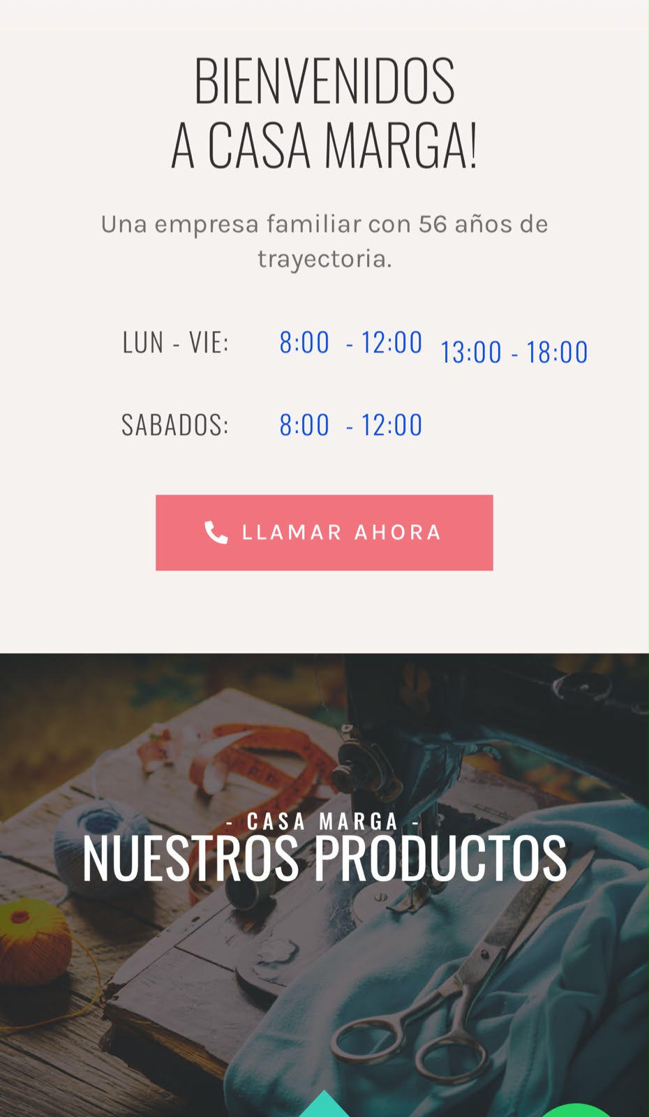 Página web de Casa Marga realizada por LATAM WEB3